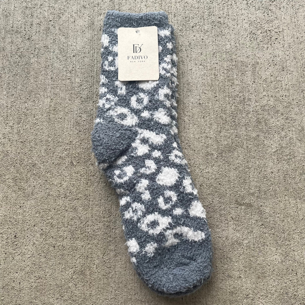 Leopard Print Fuzzy Socks