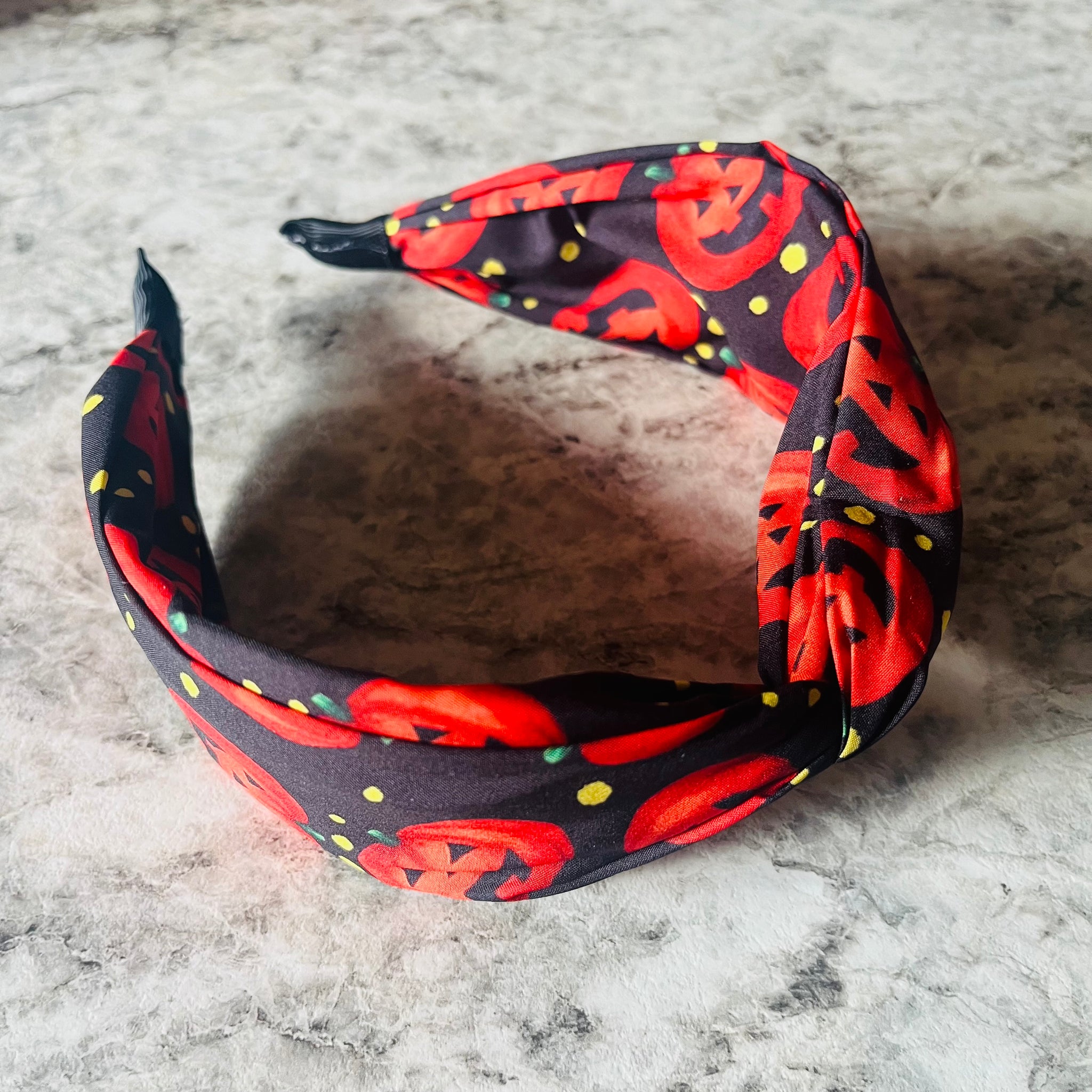 Fabulous Halloween  Theme Embellished Knotted  Red Headband Red Solid Glitter Knot Headband, Holiday Headbands, Red  main image 3