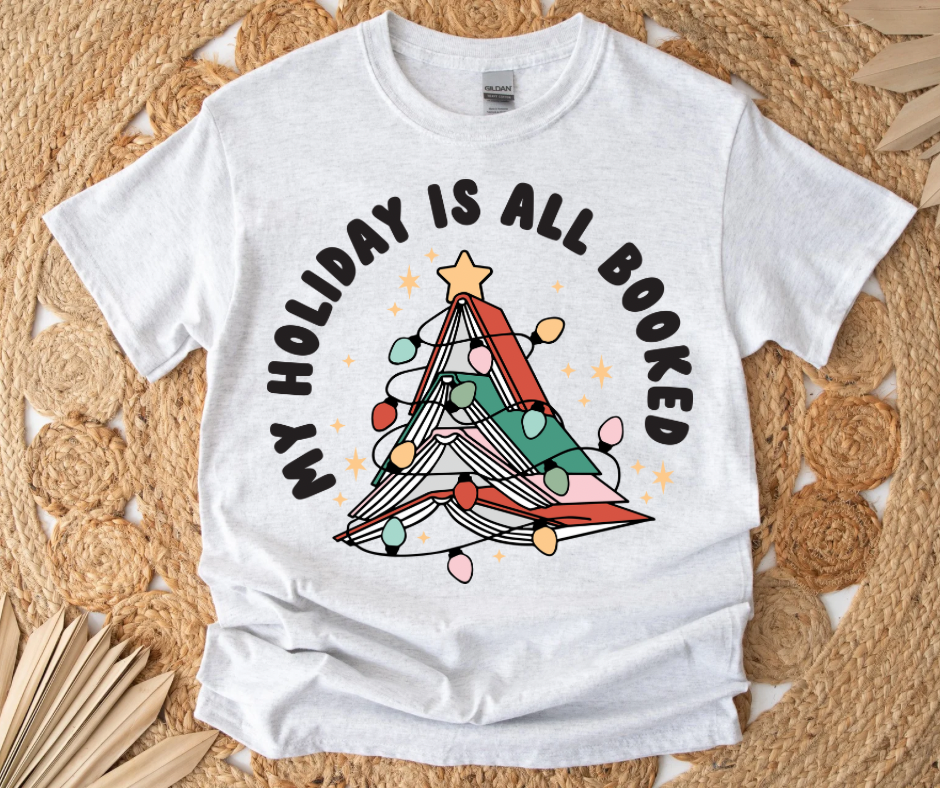 My Holiday is All Booked Tee (Sublimation Mockup on Ash Grey)