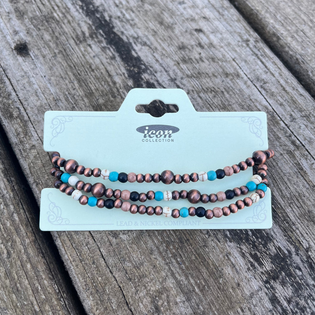 Copper and Turquoise Bracelet Set