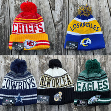 Load image into Gallery viewer, Football Team Pom Pom Beanies

