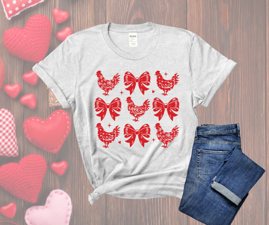 Hen and Bow Valentine’s Day Tee DTF