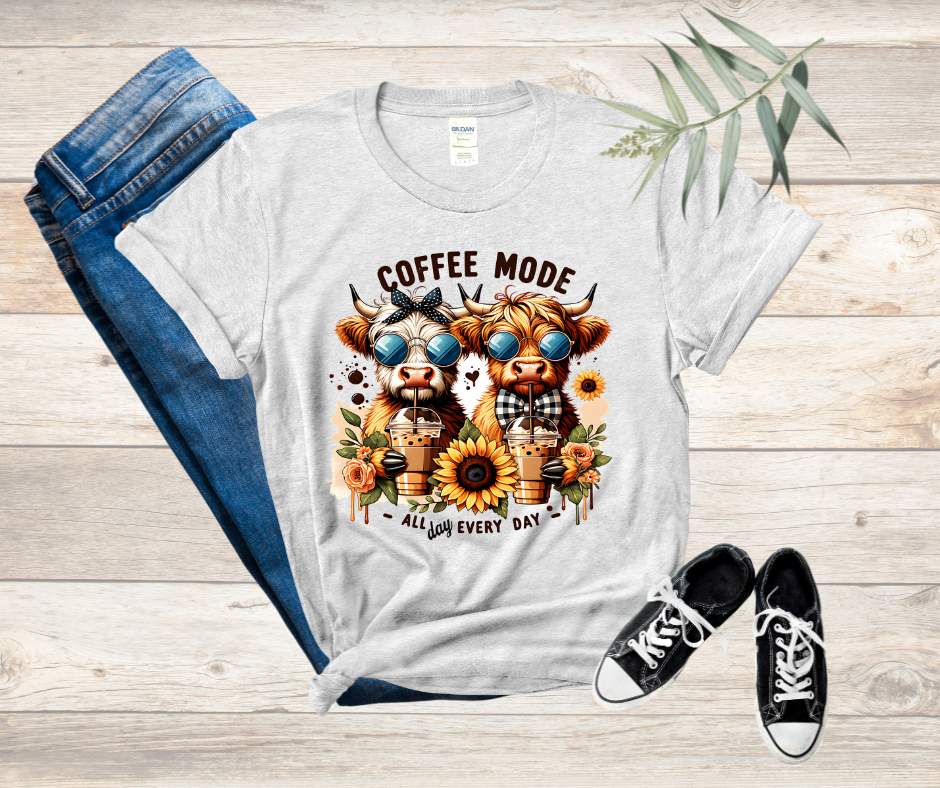 Coffee Mode Cow Tee