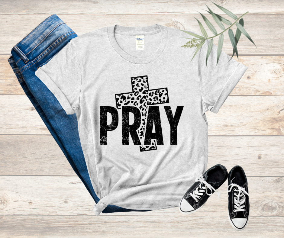 Leopard Print Pray Tee DTF