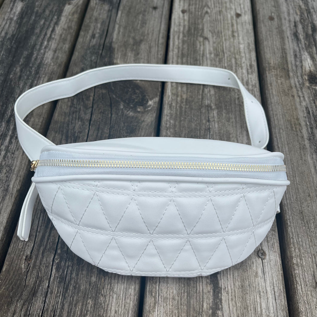 White Quilted Belt Bag