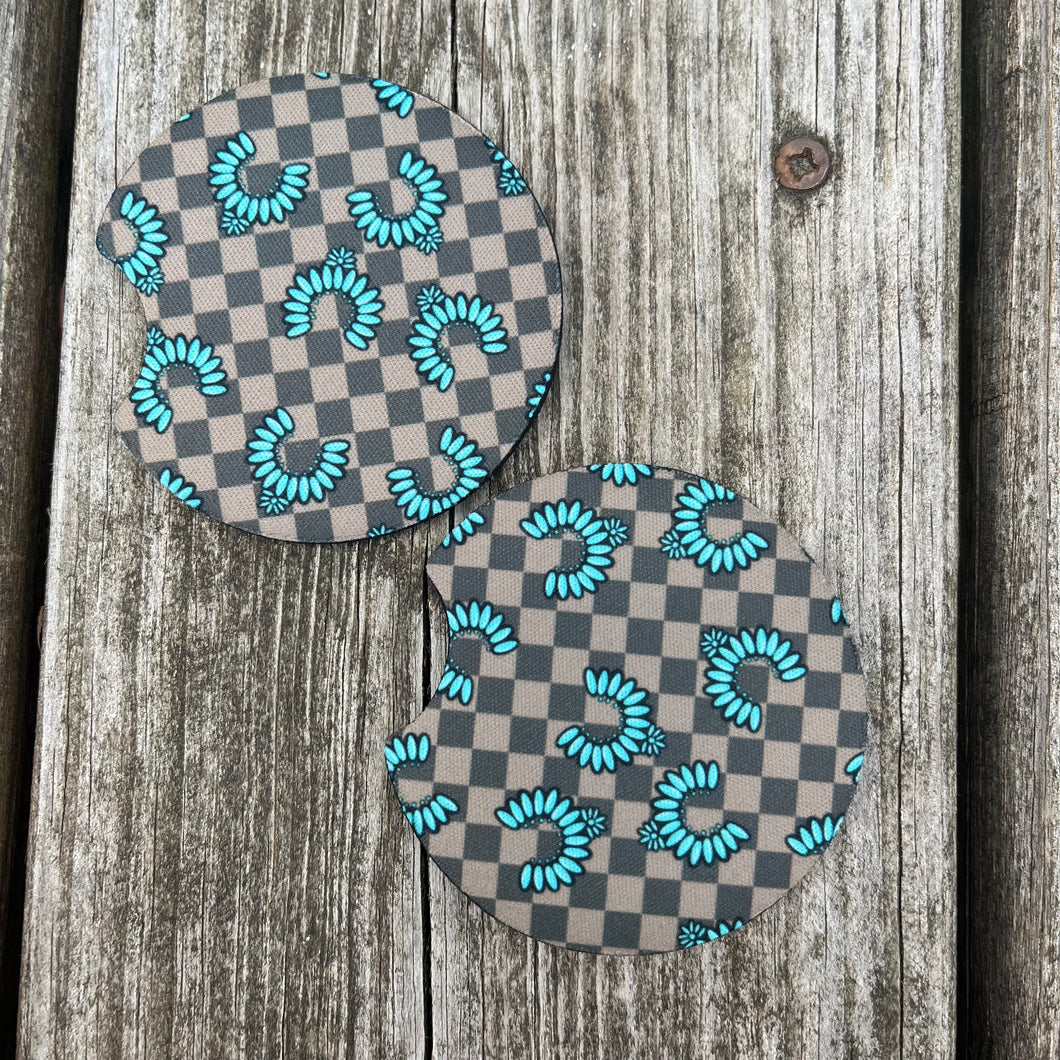 Turquoise Squash Blossom Car Coasters