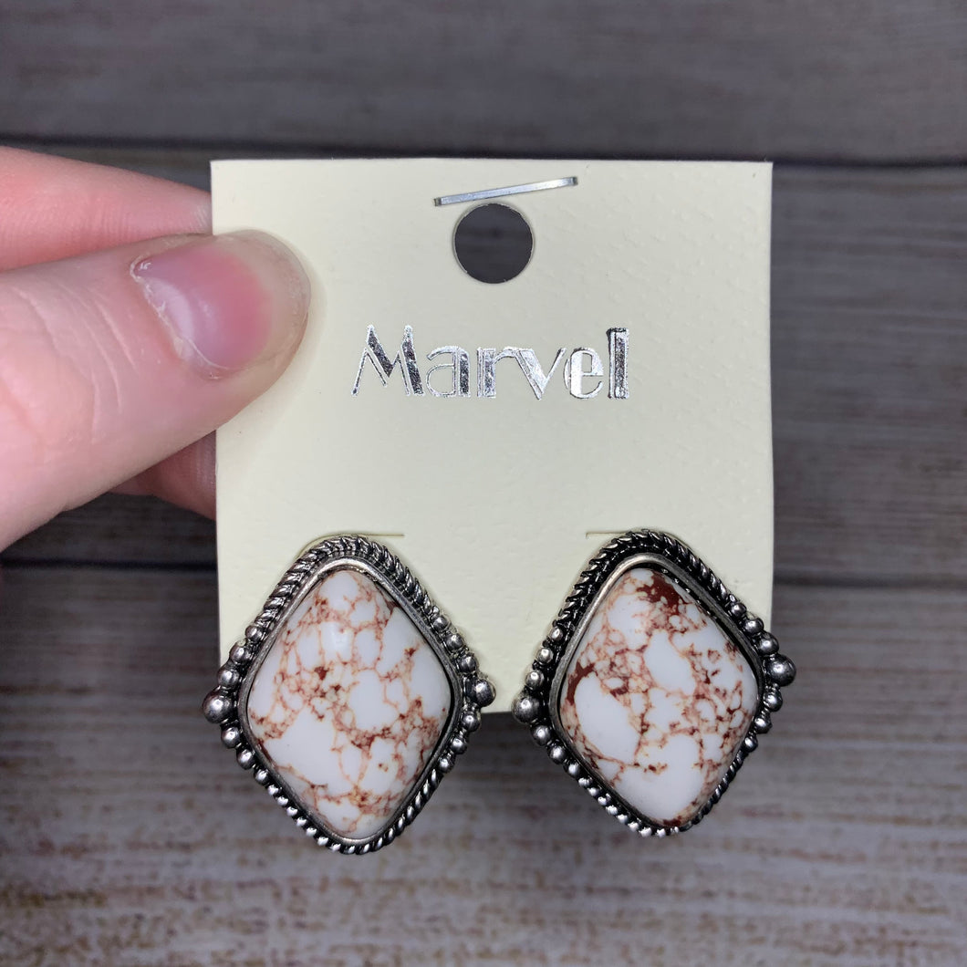 Diamond Shaped Natural Stone Earrings