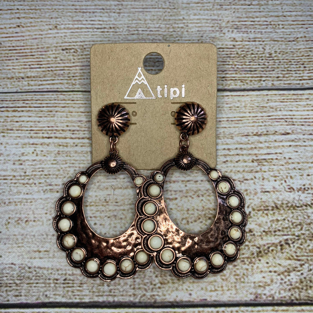 Boho White Buffalo/Bronze Earrings