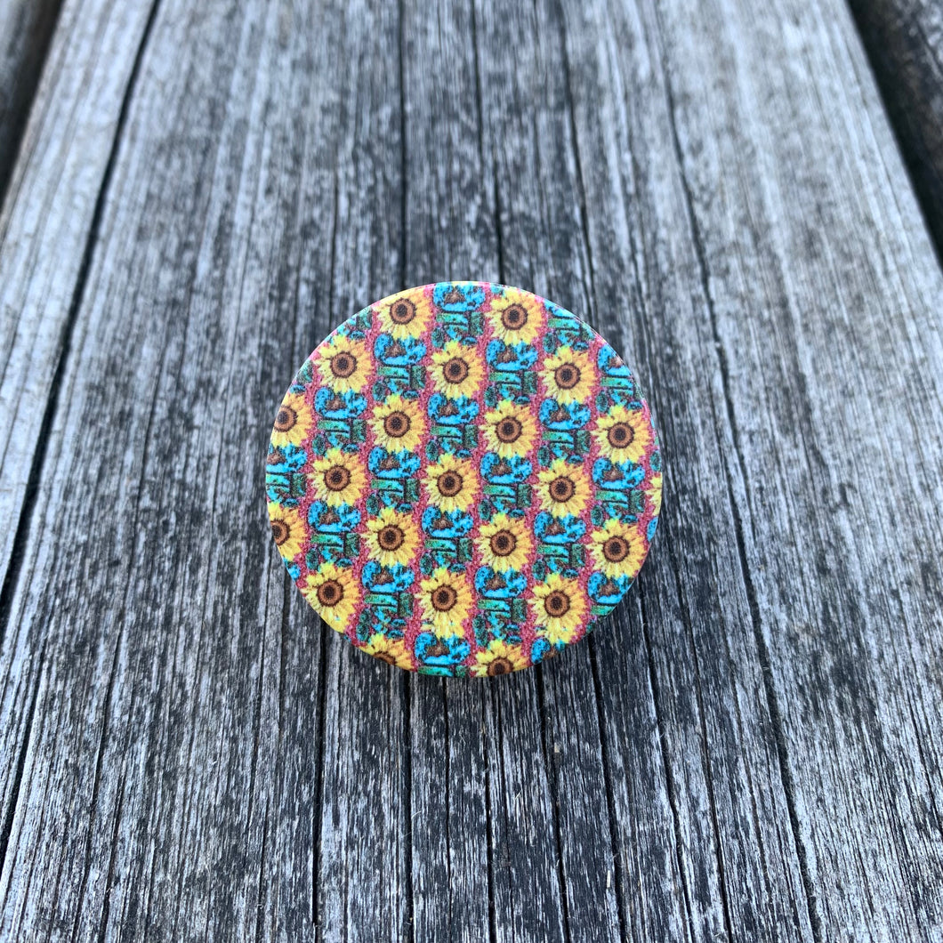 Turquoise Sunflower Phone Grip