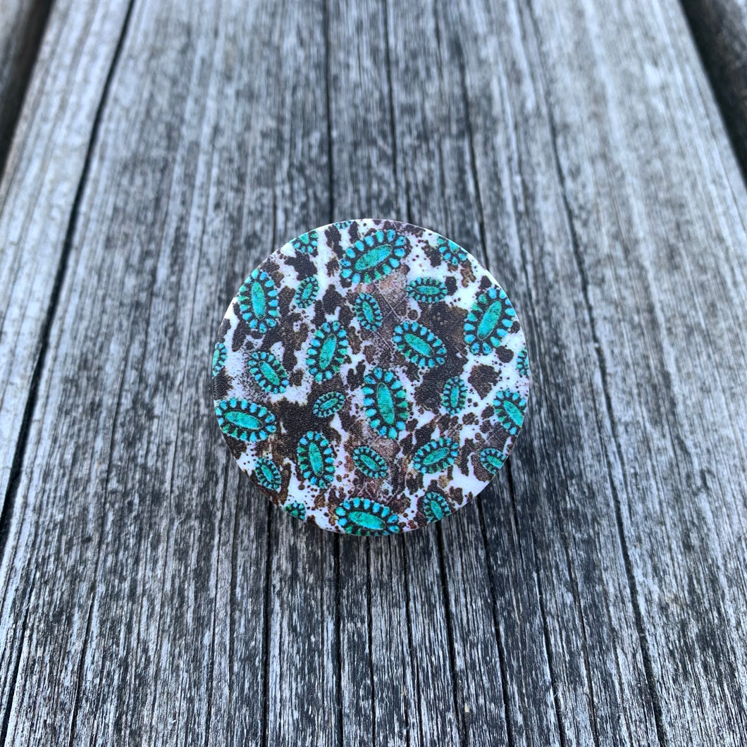Turquoise Stone Cow Phone Grip