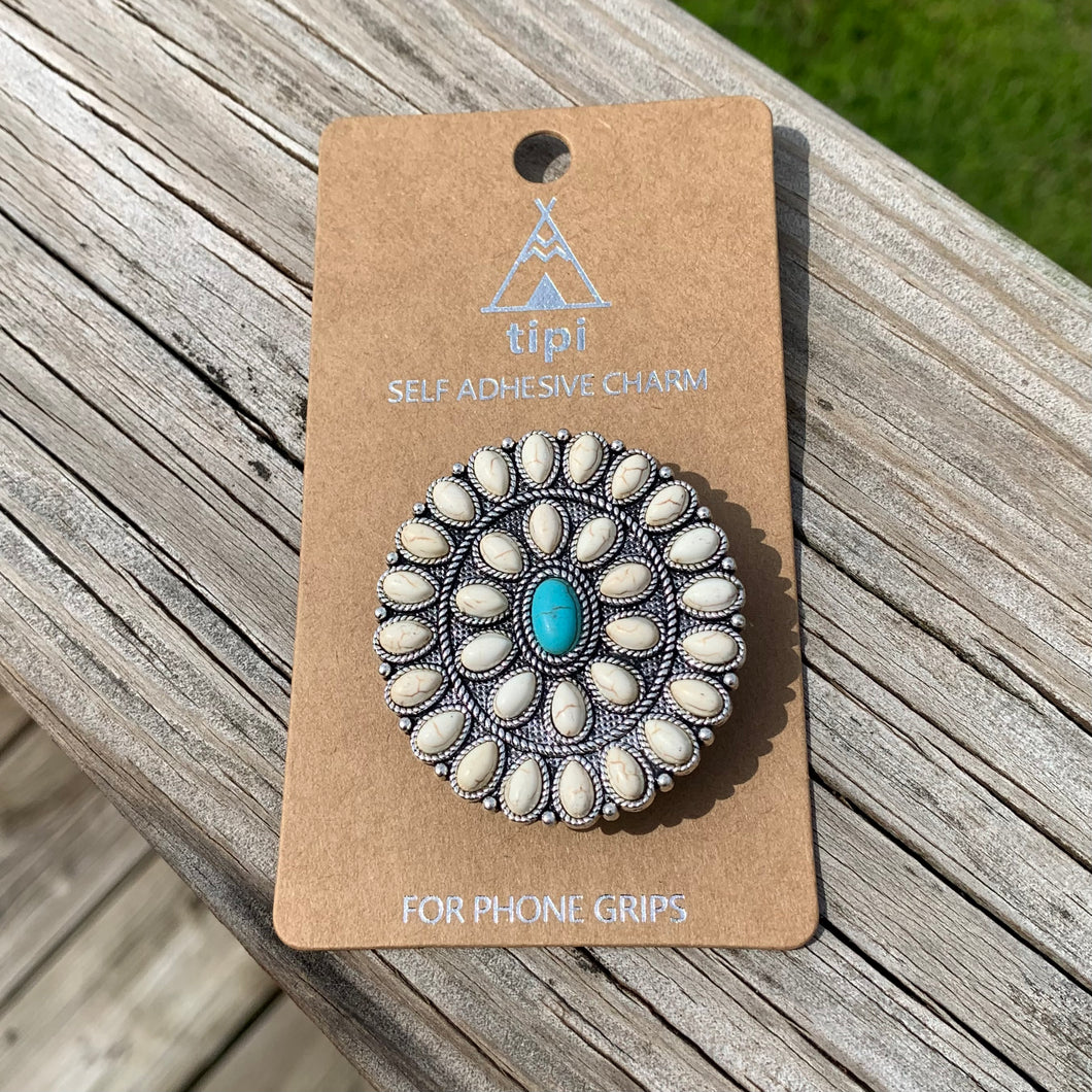 White Buffalo and Turquoise Phone Grip