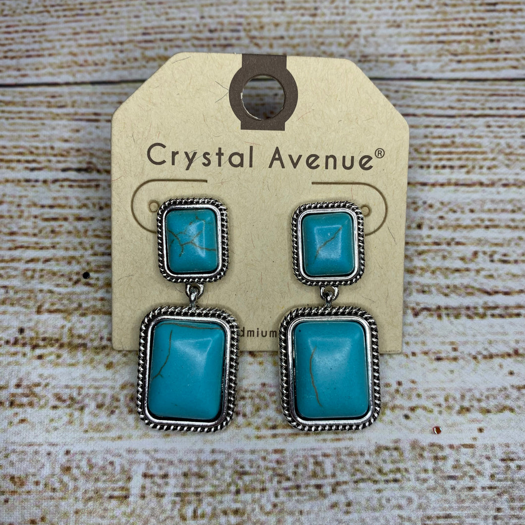 Turquoise Double Square Earrings