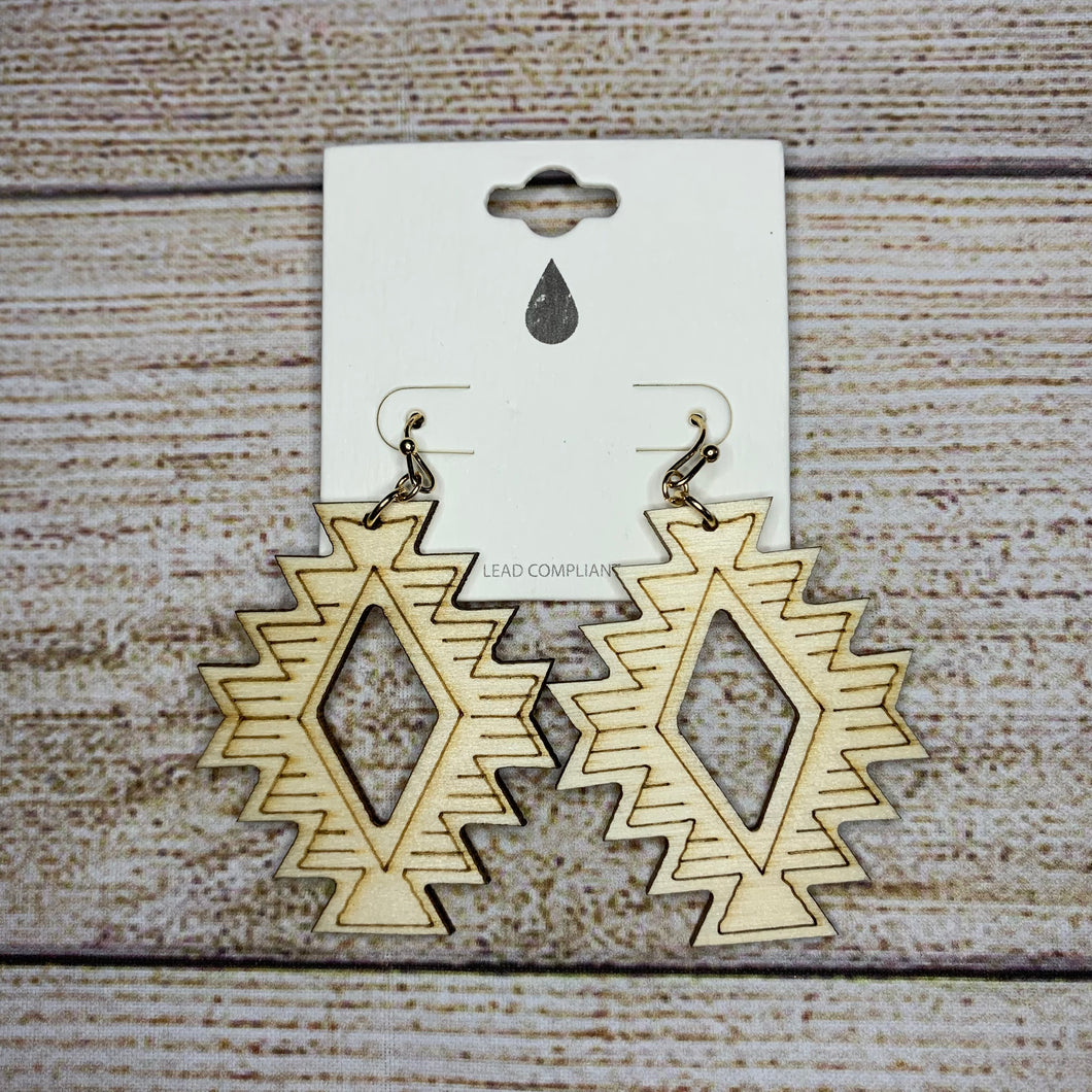 Wooden Aztec Earrings