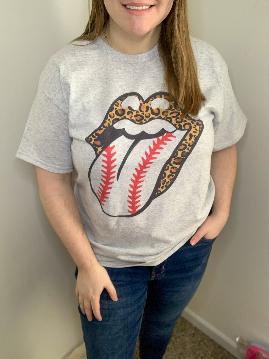 Baseball Leopard Tongue Tee