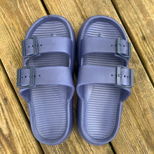 Load image into Gallery viewer, Navy Buckle Slides
