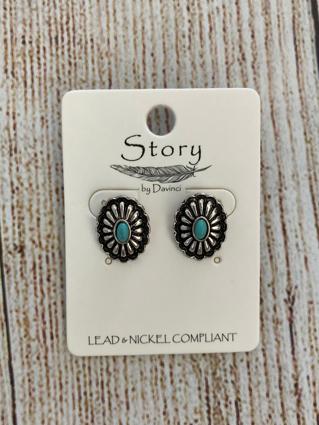 Silver and Turquoise Oval Earrings