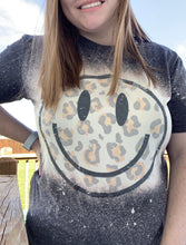Load image into Gallery viewer, Smiley Black Leopard Bleached Tee
