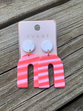 Load image into Gallery viewer, Striped Rainbow Clay Earrings
