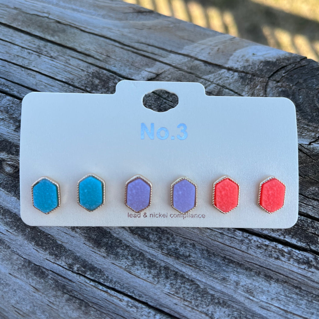Hexagon Earring Set