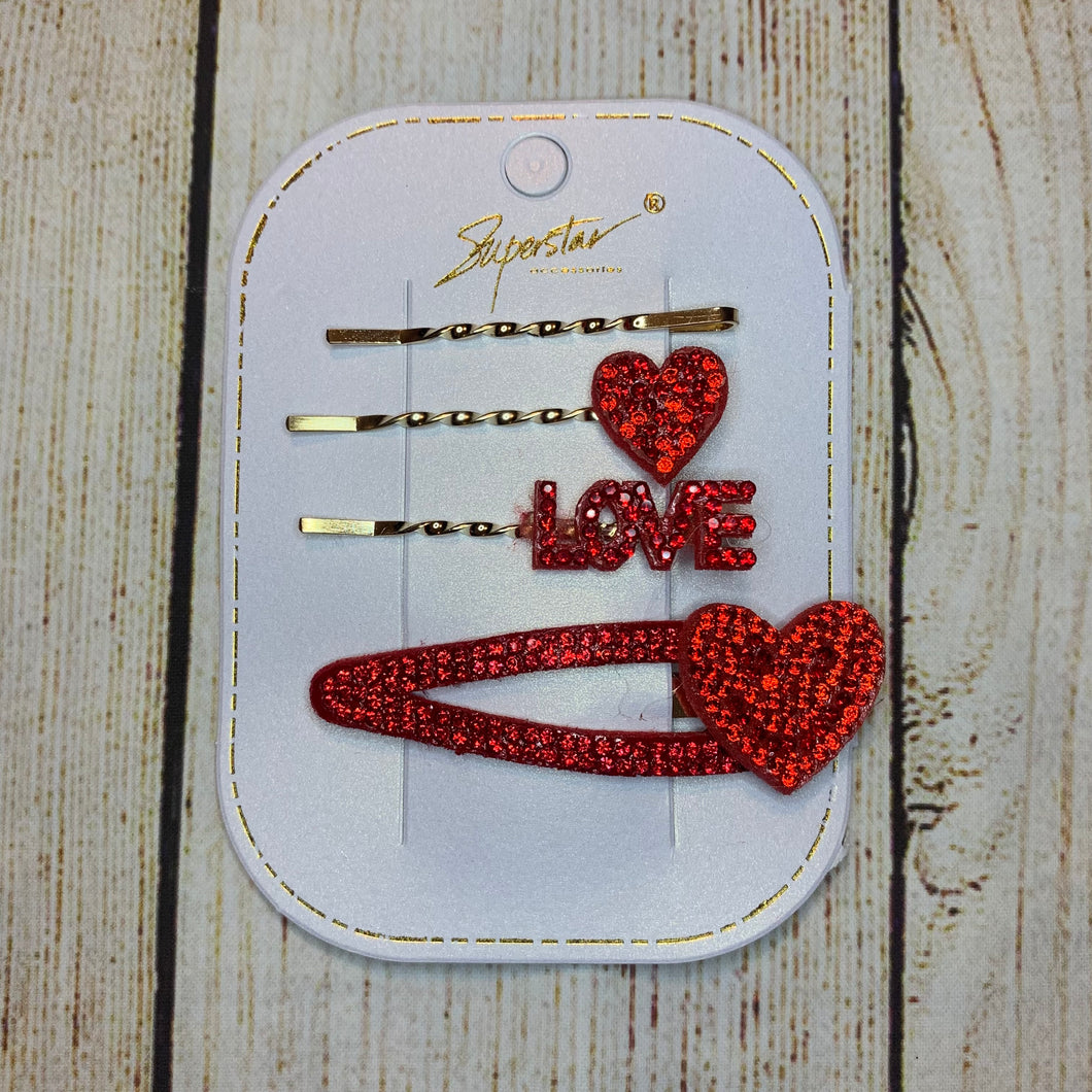 Valentines Heart Hair Clips