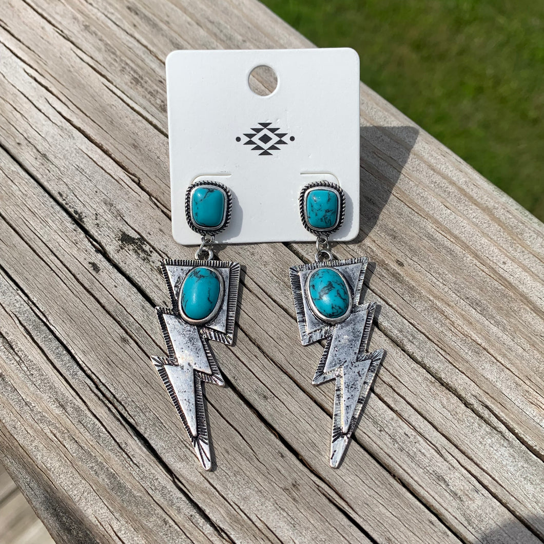 Turquoise Lightning Bolt Earrings