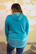 Load image into Gallery viewer, Teal Sequin Hooded Top
