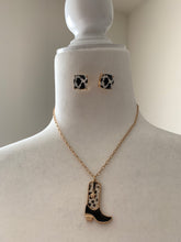 Load image into Gallery viewer, Cow Print Earring and Boot Necklace Set
