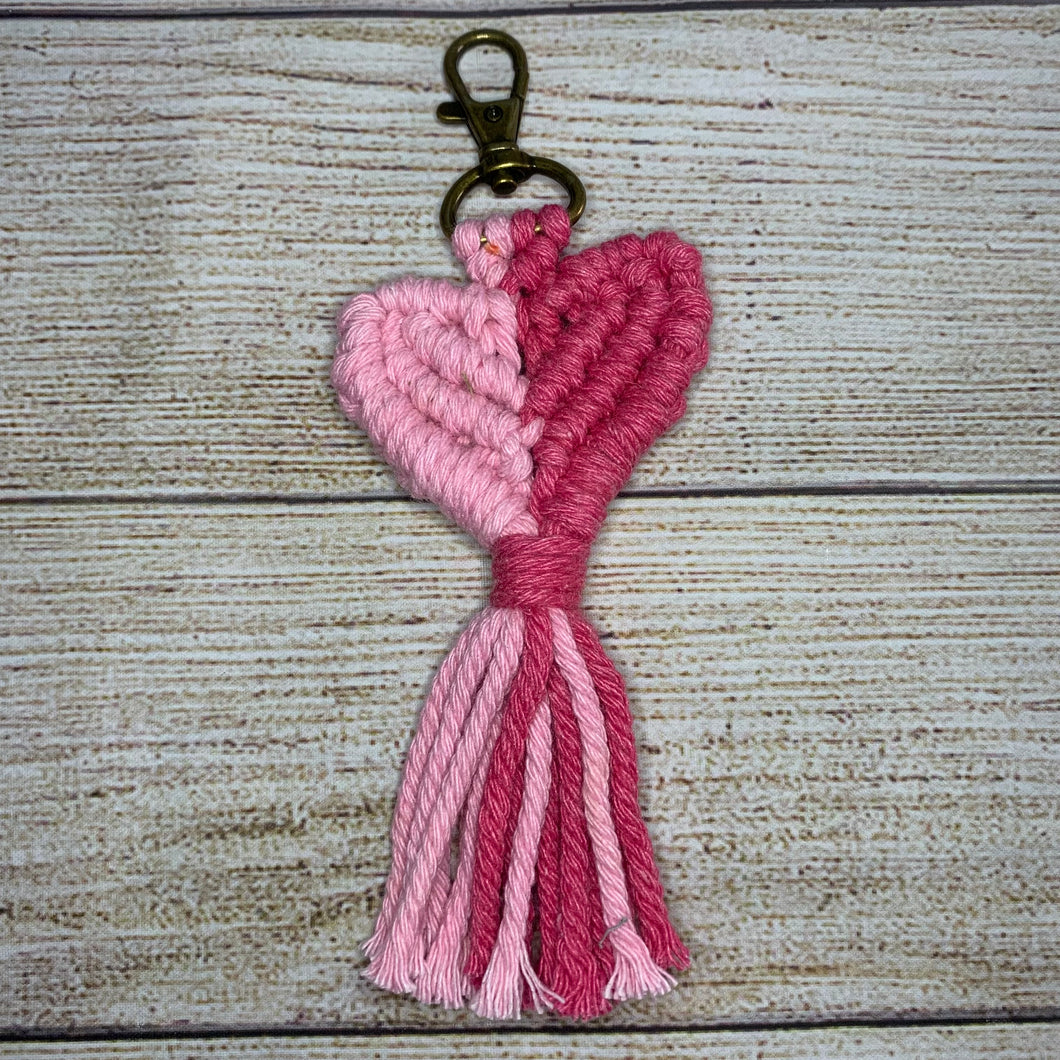 Macrame Heart Keychains