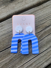 Load image into Gallery viewer, Striped Rainbow Clay Earrings
